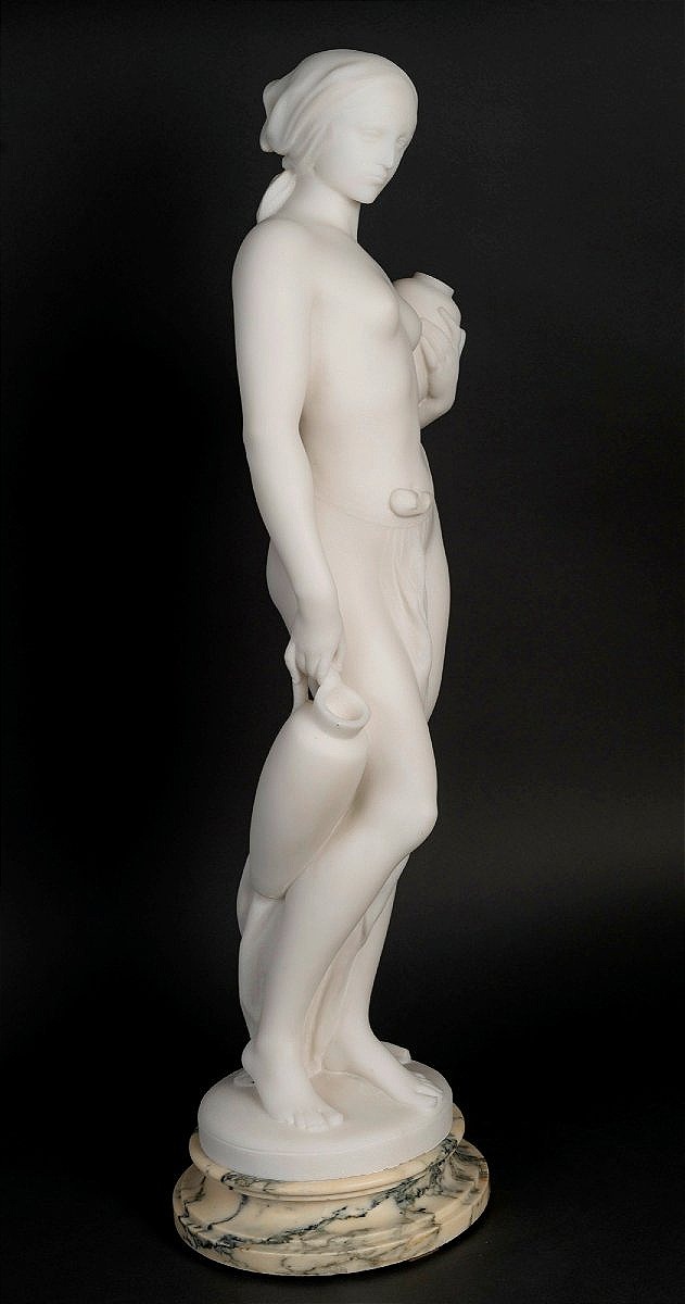 Sculpture en marbre blanc " la porteuse d'eau " signé Vanet-photo-2