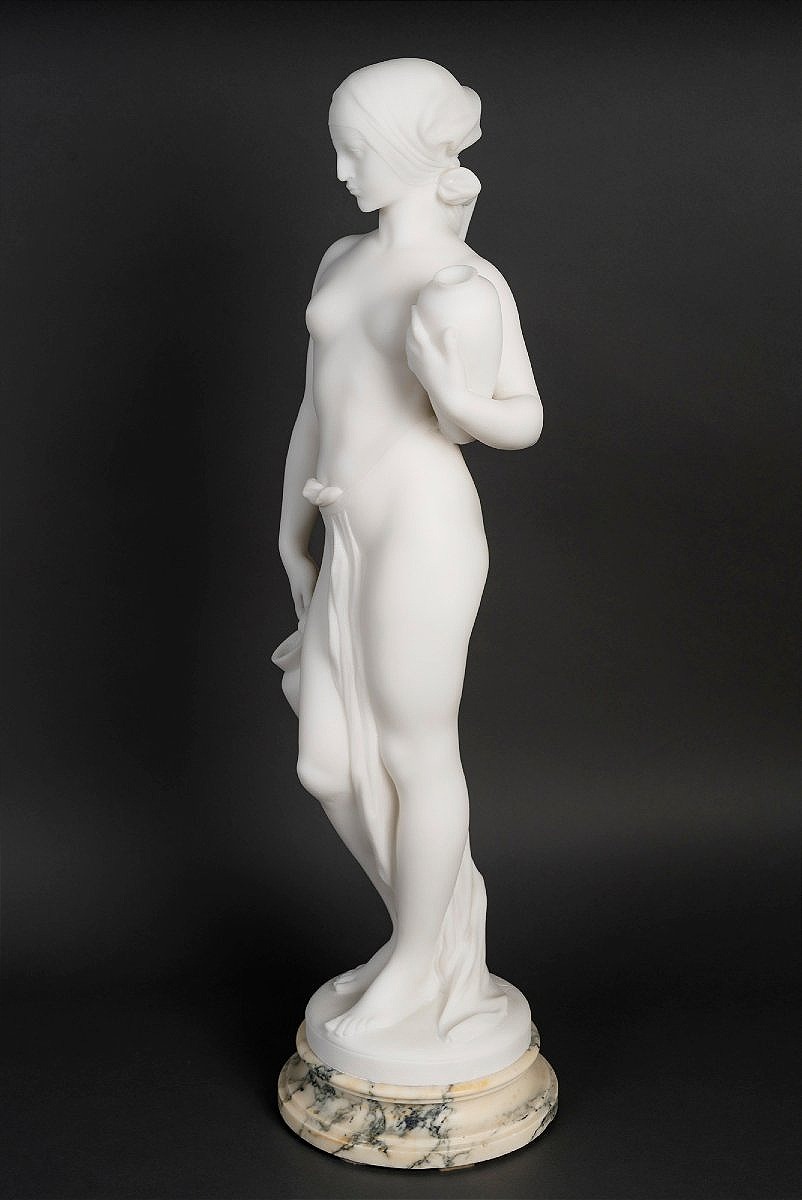 Sculpture en marbre blanc " la porteuse d'eau " signé Vanet-photo-4