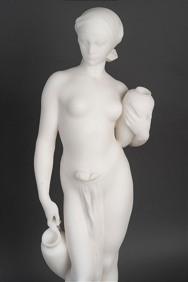 Sculpture en marbre blanc " la porteuse d'eau " signé Vanet-photo-1
