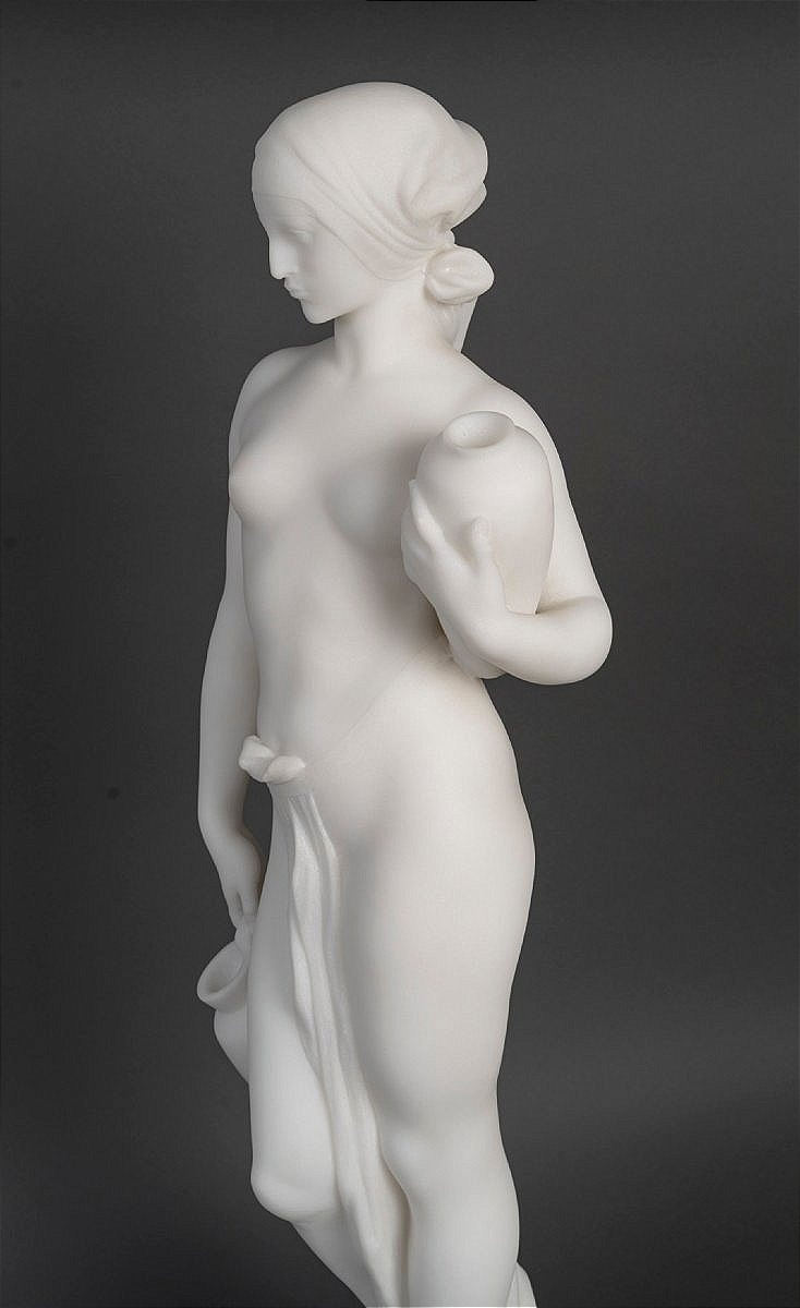 Sculpture en marbre blanc " la porteuse d'eau " signé Vanet-photo-4