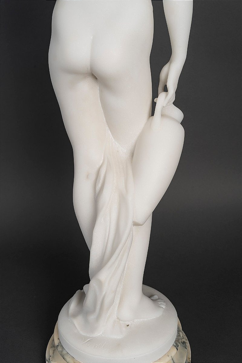 Sculpture en marbre blanc " la porteuse d'eau " signé Vanet-photo-8