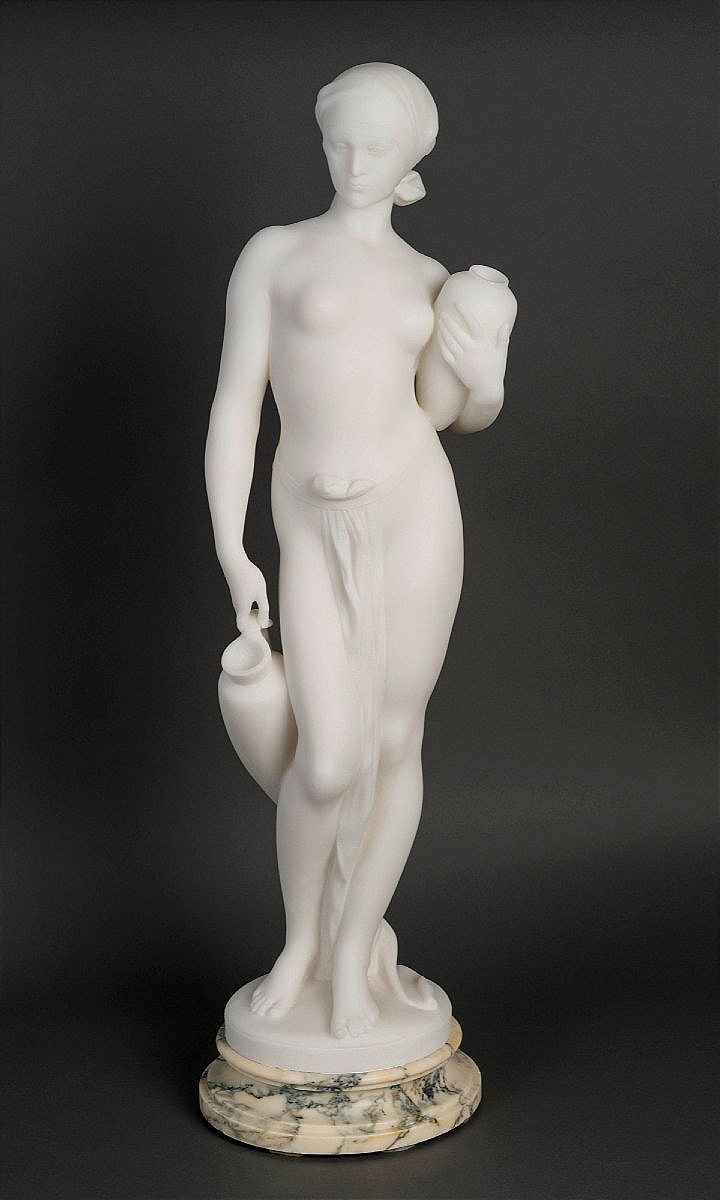 Sculpture en marbre blanc " la porteuse d'eau " signé Vanet