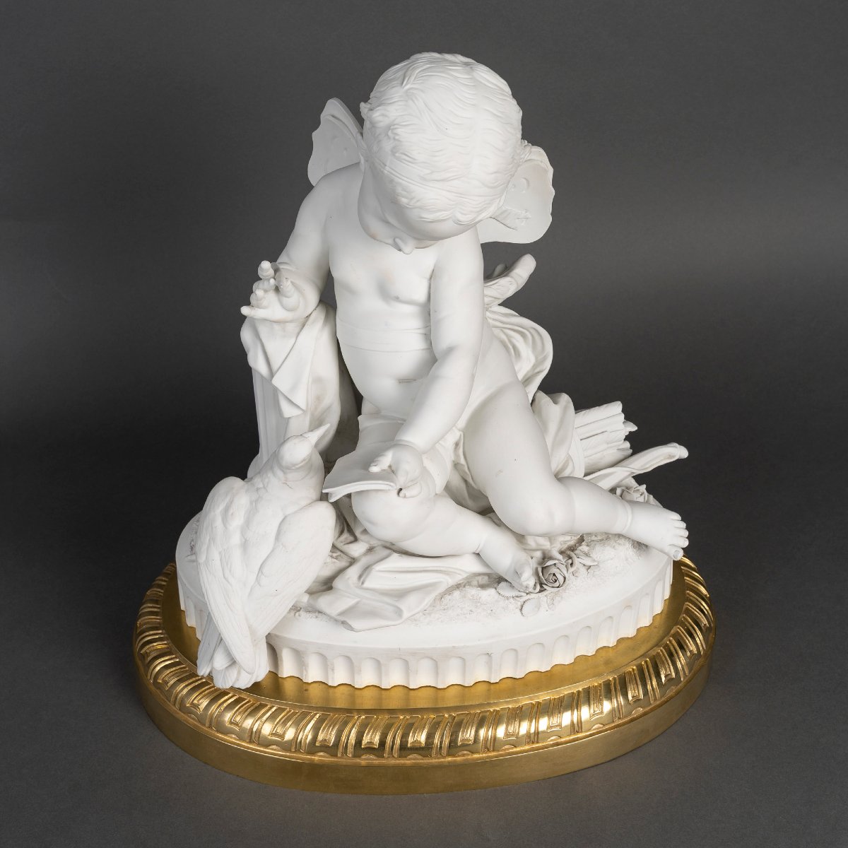 Sculpture en biscuit et bronze doré 19ème siècle -photo-3