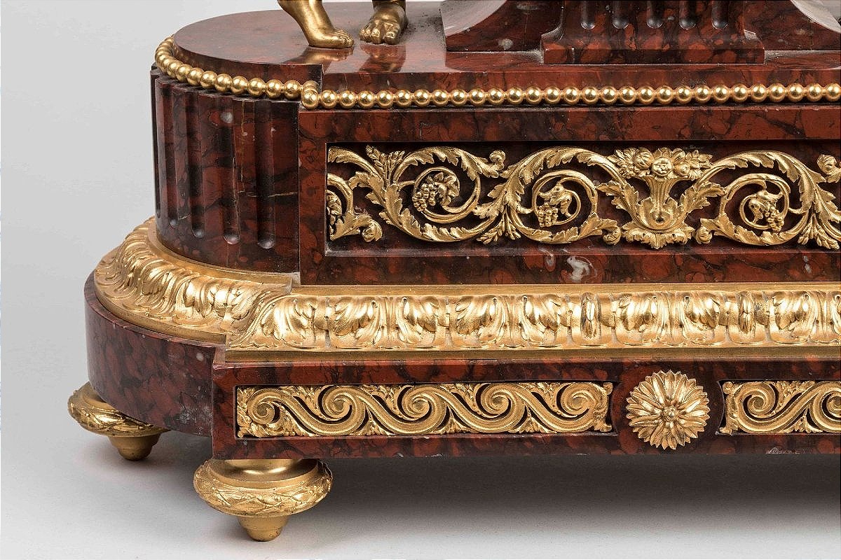 Pendule en marbre griotte et bronze doré Époque Napoléon III -photo-1