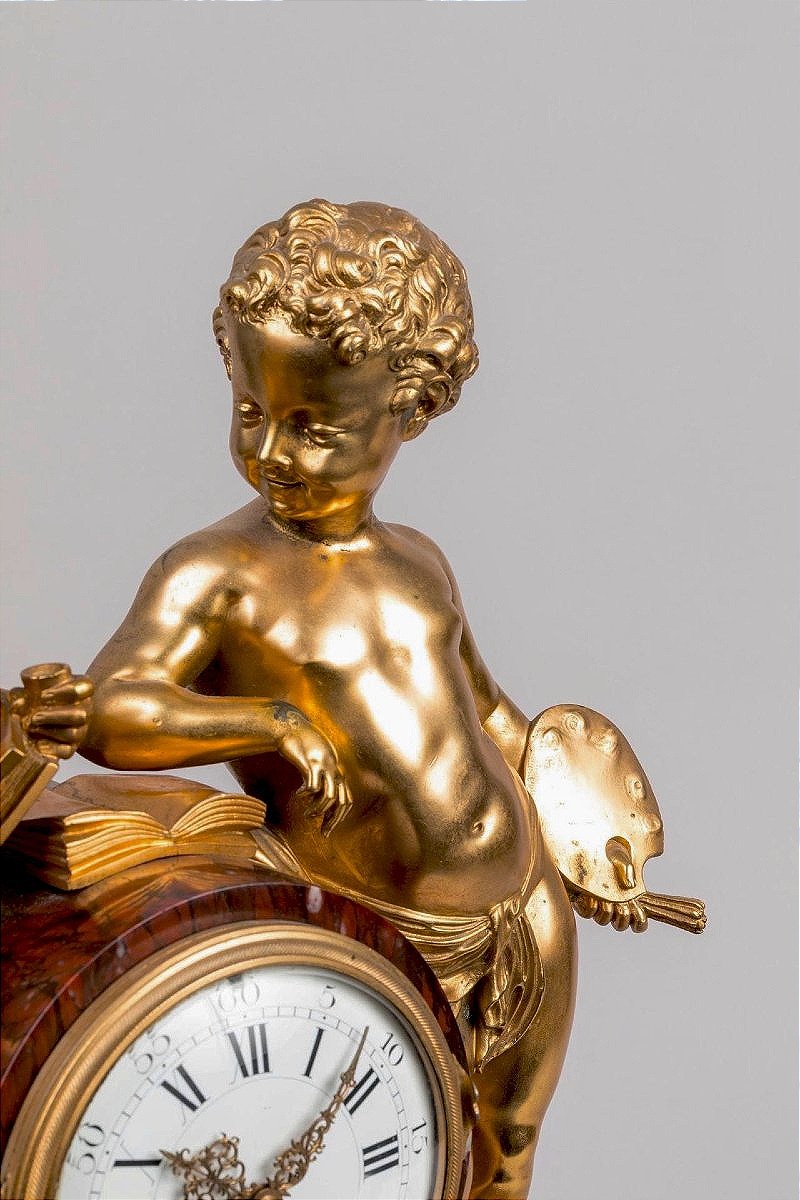 Pendule en marbre griotte et bronze doré Époque Napoléon III -photo-2