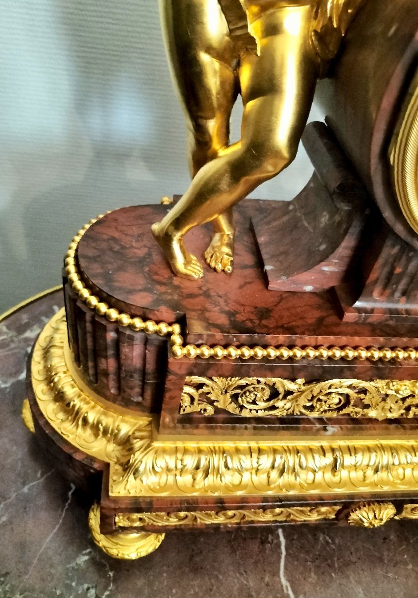 Pendule en marbre griotte et bronze doré Époque Napoléon III -photo-4