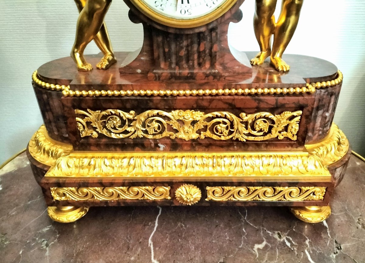 Pendule en marbre griotte et bronze doré Époque Napoléon III -photo-5