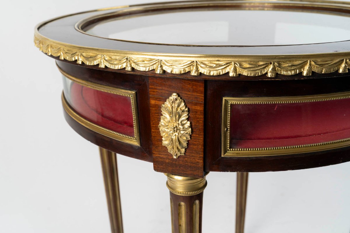 Guéridon vitrine style Louis XVI circa 1900-photo-4