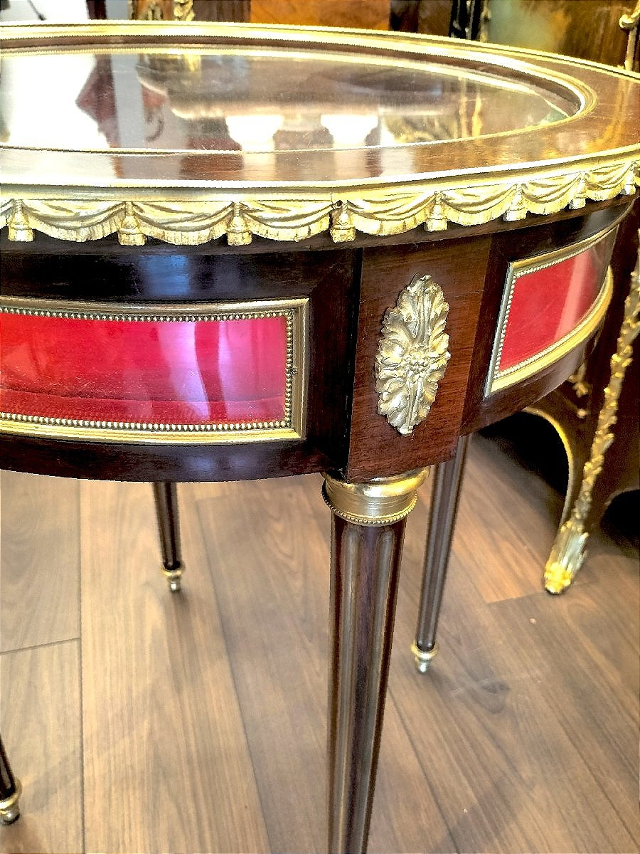 Guéridon vitrine style Louis XVI circa 1900-photo-5