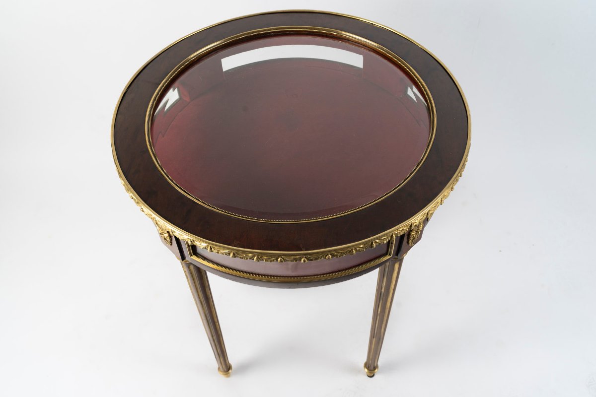 Guéridon vitrine style Louis XVI circa 1900-photo-7