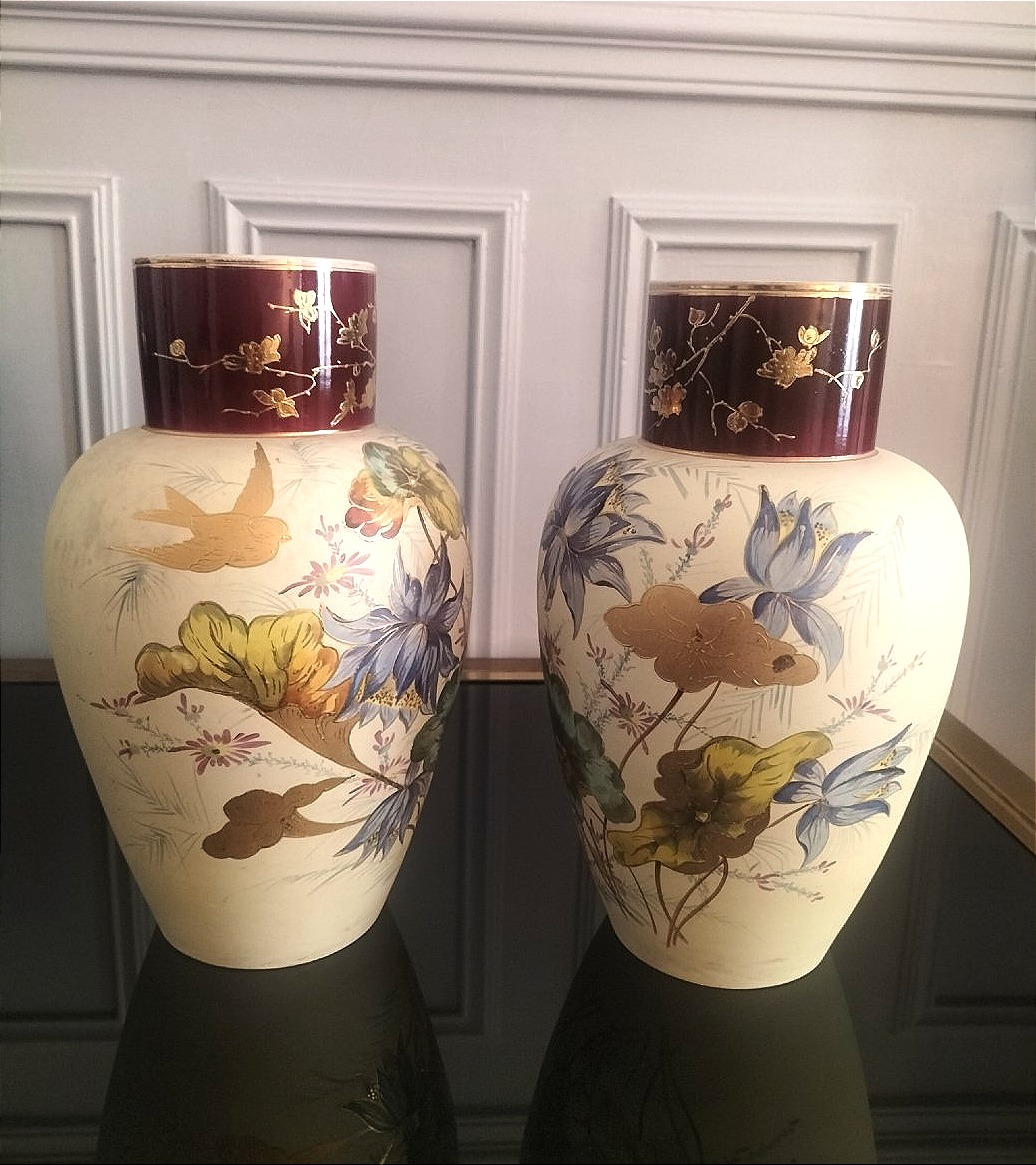Paire de vases en céramique Époque Art Nouveau -photo-2