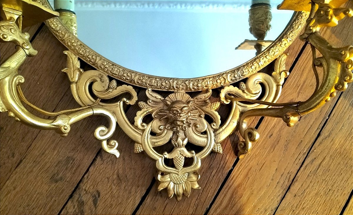 Pair Of Gilded Bronze Mirror Sconces From The Early 20th Century -photo-3