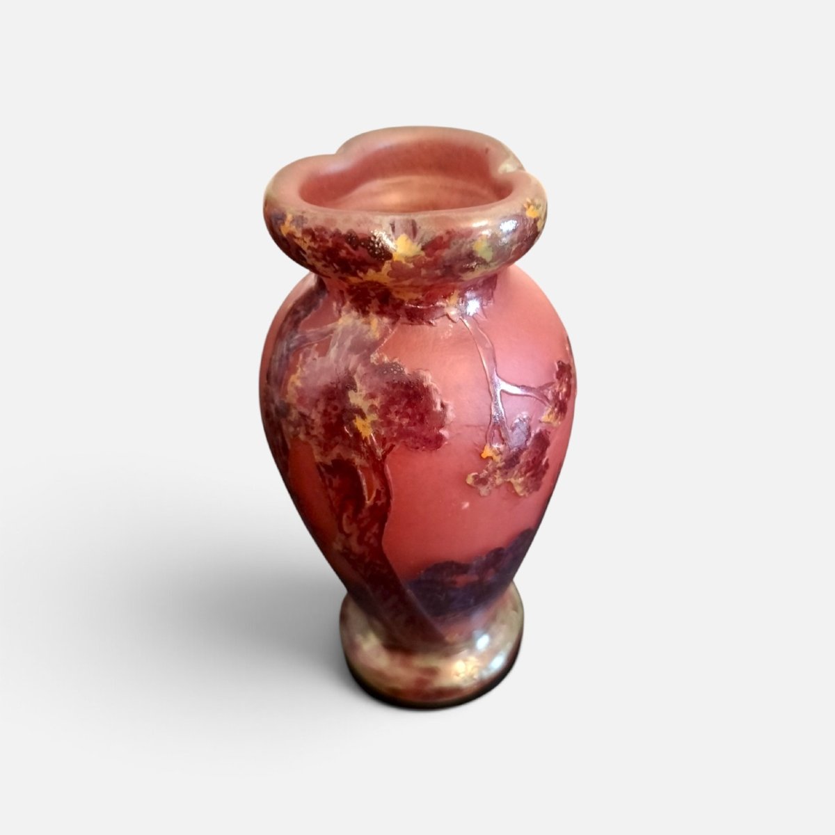 Glass Paste Vase Signed "delatte Nancy"-photo-4