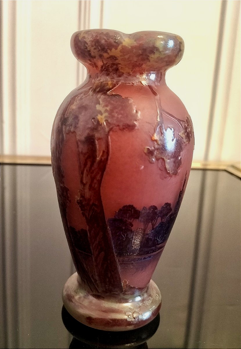 Glass Paste Vase Signed "delatte Nancy"-photo-2