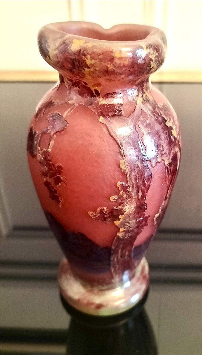 Glass Paste Vase Signed "delatte Nancy"-photo-5