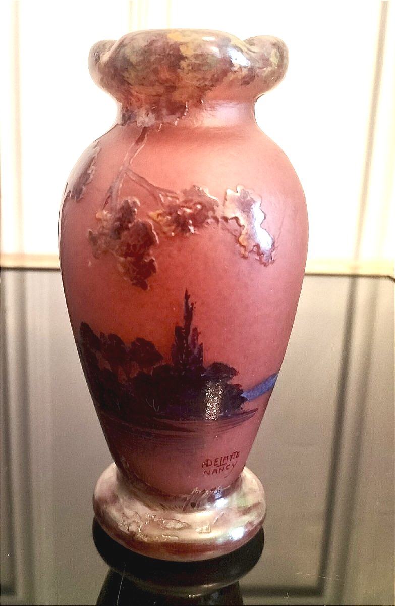 Glass Paste Vase Signed "delatte Nancy"