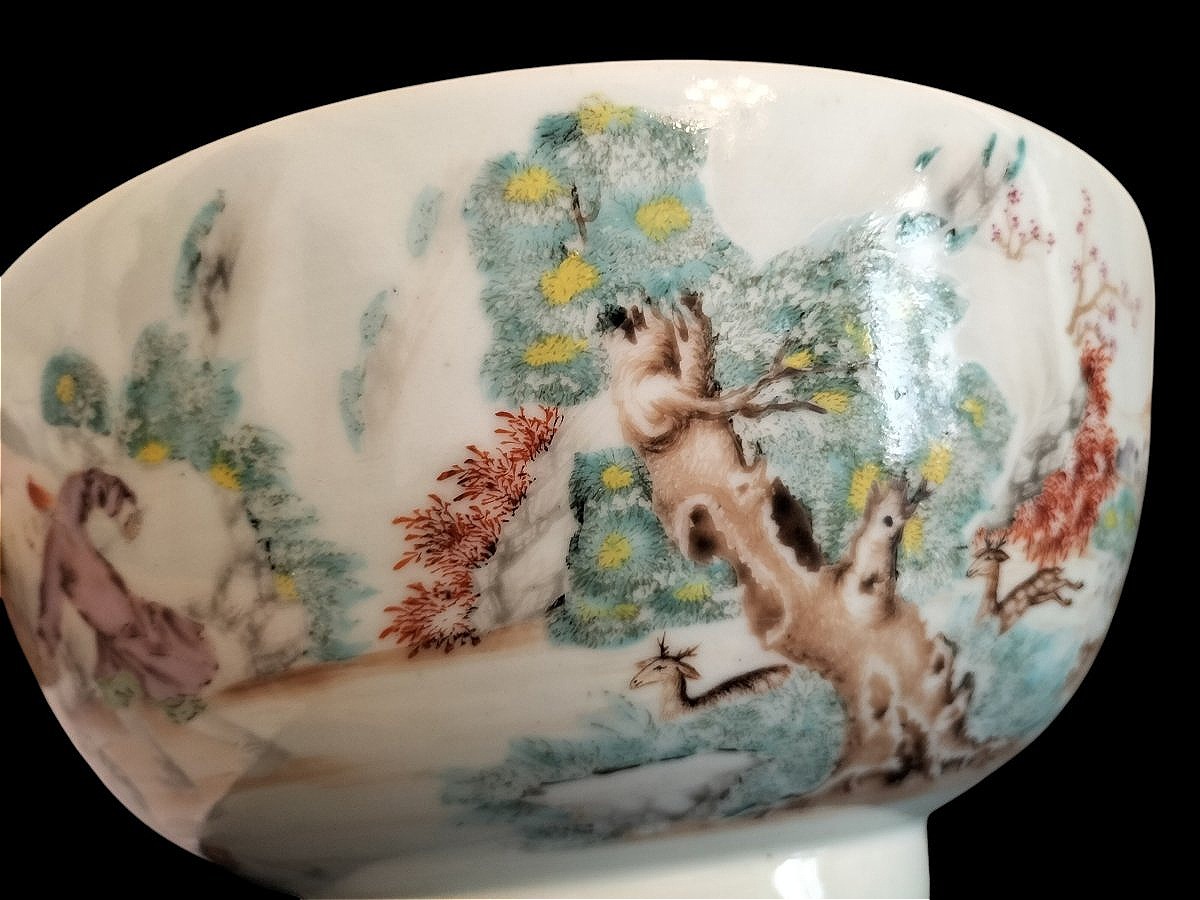Rare, Wide Chinese Porcelain Punch Bowl, Qianlong Period, 18th Century -photo-3