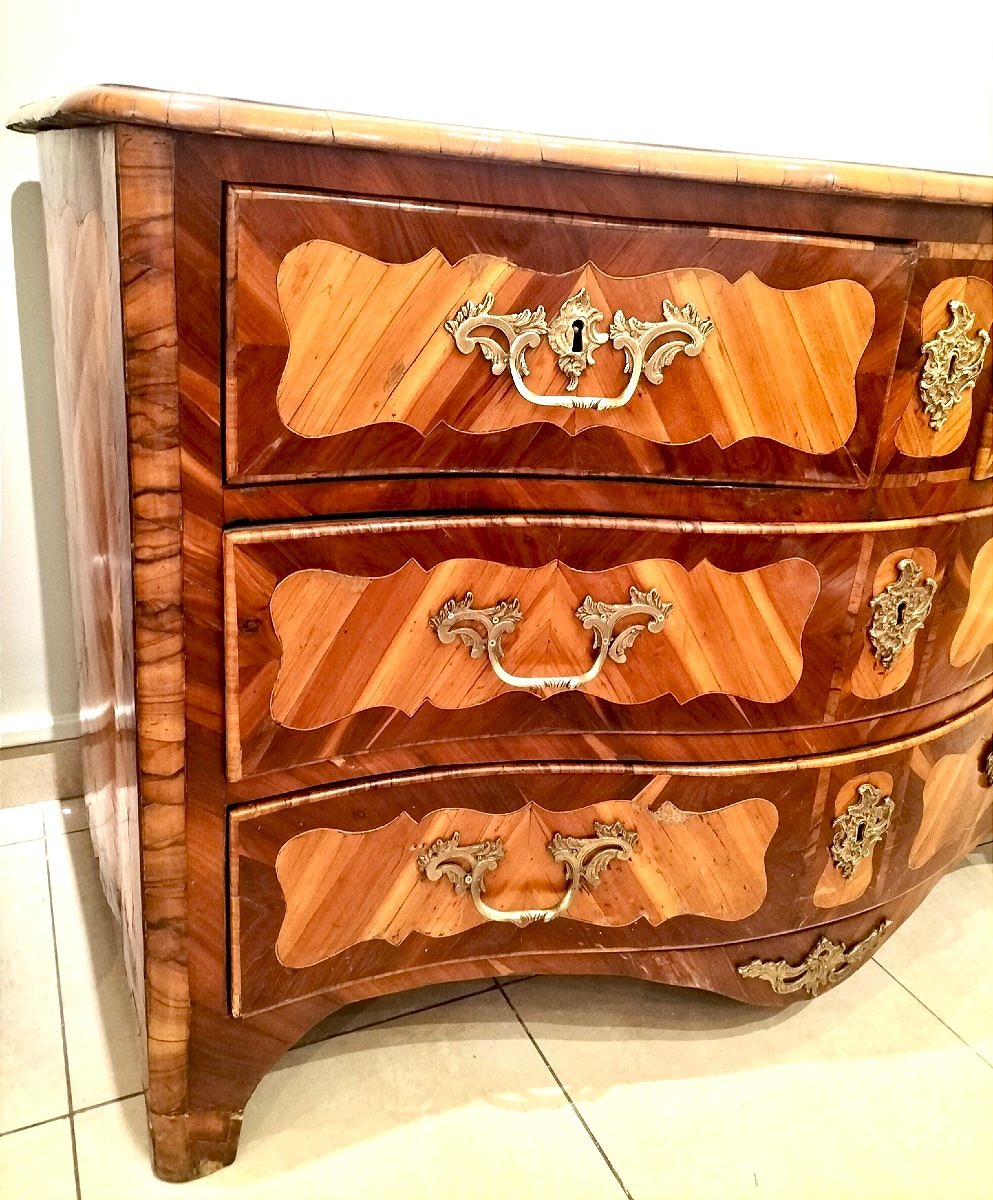 Commode en marqueterie époque Louis XV 18ème siècle -photo-3