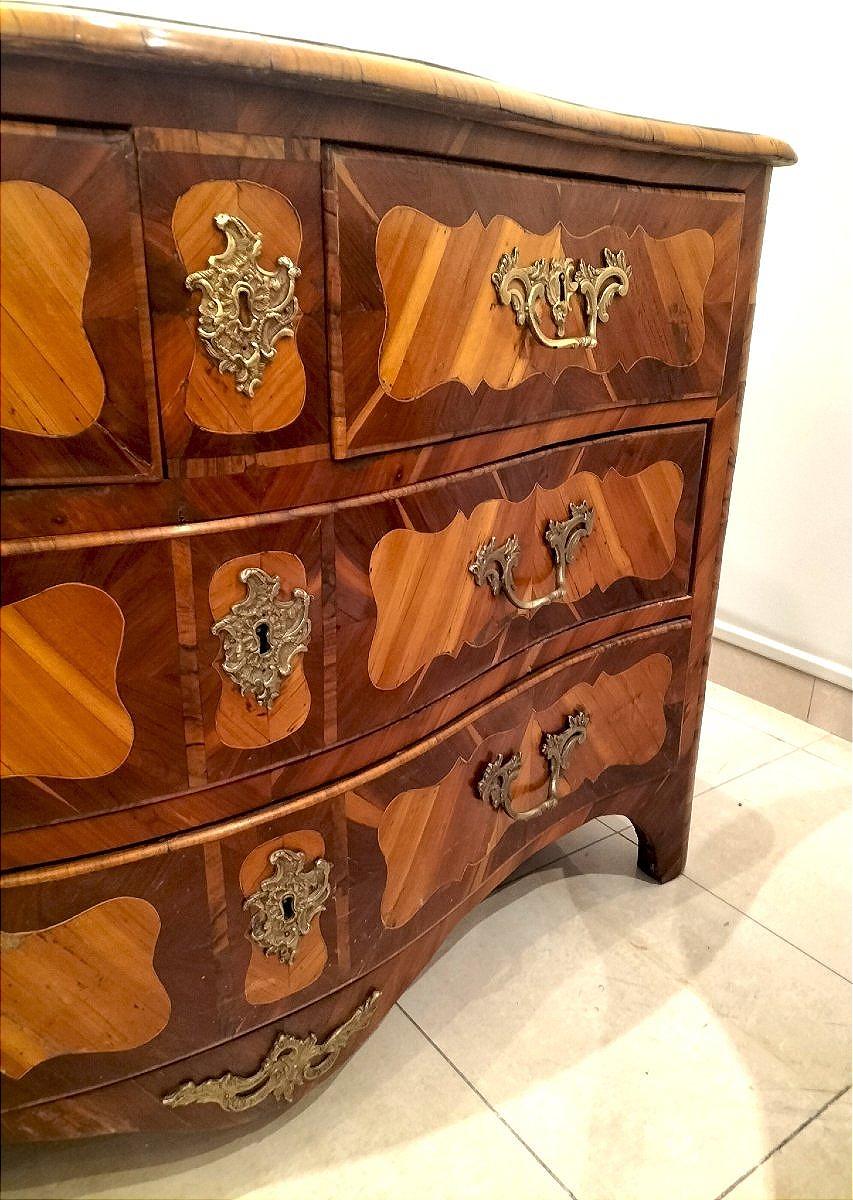 Commode en marqueterie époque Louis XV 18ème siècle -photo-4