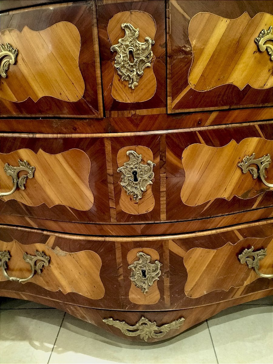 Commode en marqueterie époque Louis XV 18ème siècle -photo-1