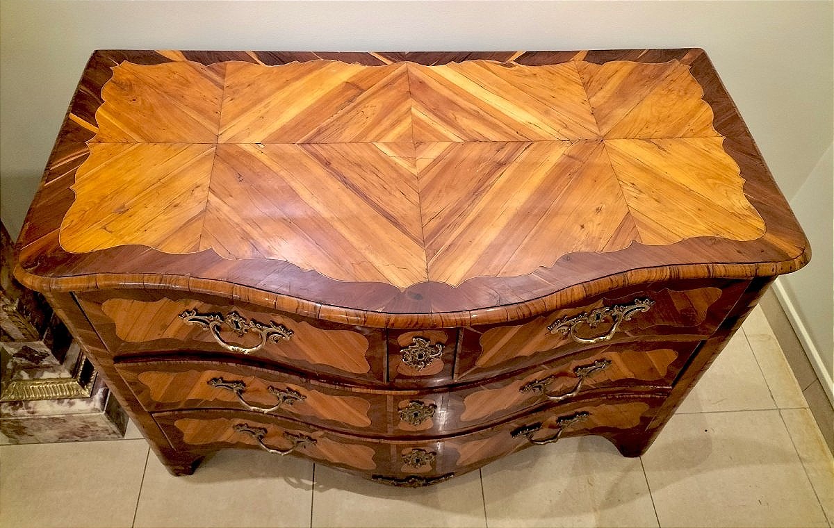 Commode en marqueterie époque Louis XV 18ème siècle -photo-2