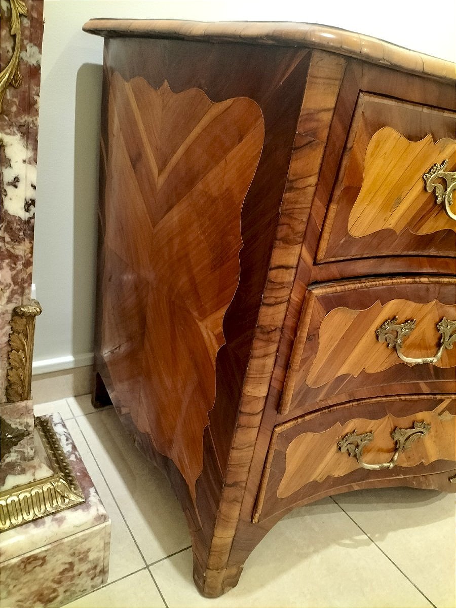 Commode en marqueterie époque Louis XV 18ème siècle -photo-3