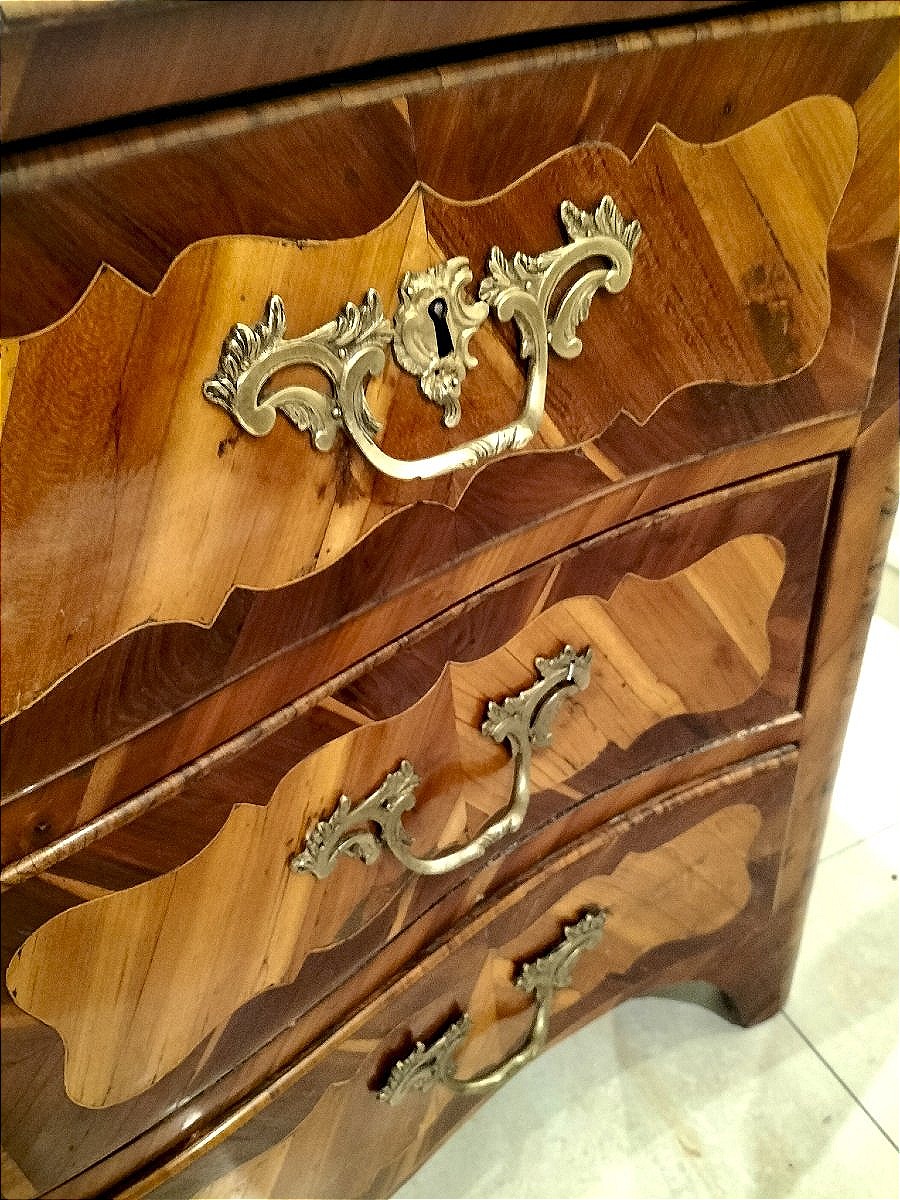 Commode en marqueterie époque Louis XV 18ème siècle -photo-4