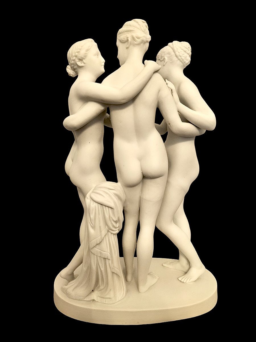 Groupe en biscuit " les Trois Grâces" attribué à Sèvres -photo-2