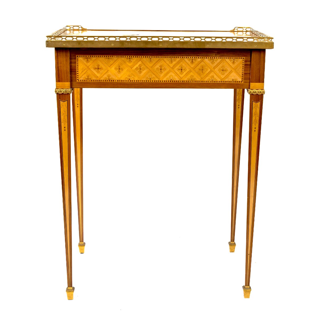 Late 19th-century Writing Desk In Marquetry And Gilded Bronze -photo-2