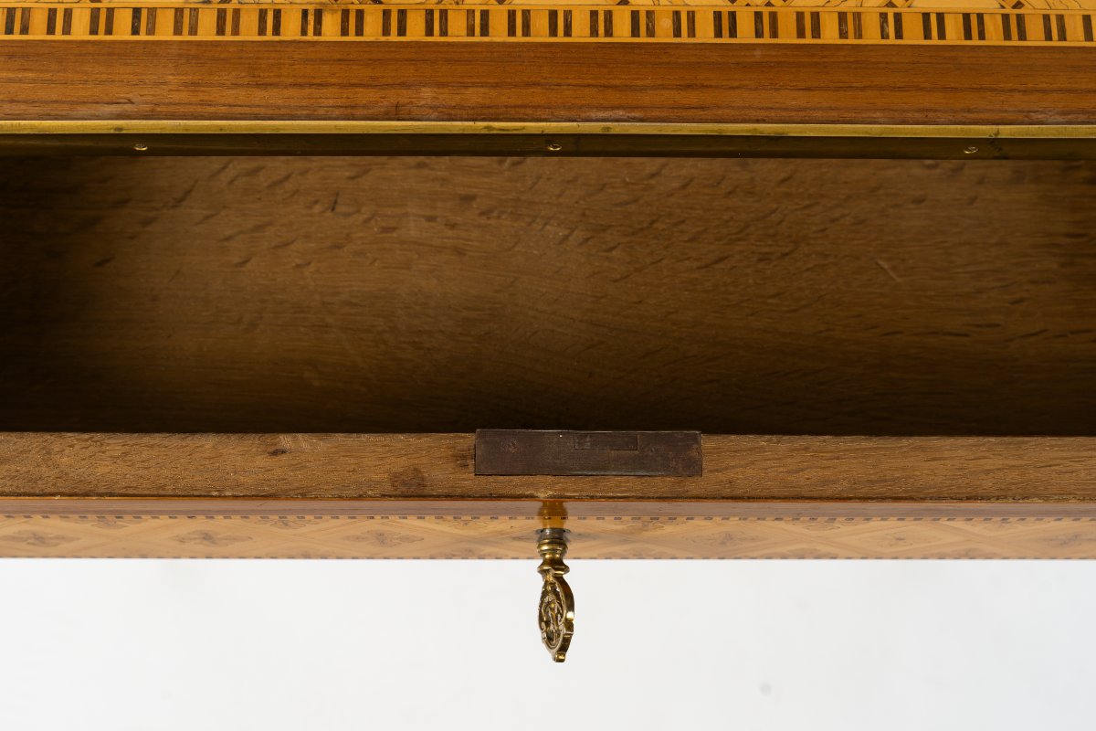 Late 19th-century Writing Desk In Marquetry And Gilded Bronze -photo-7