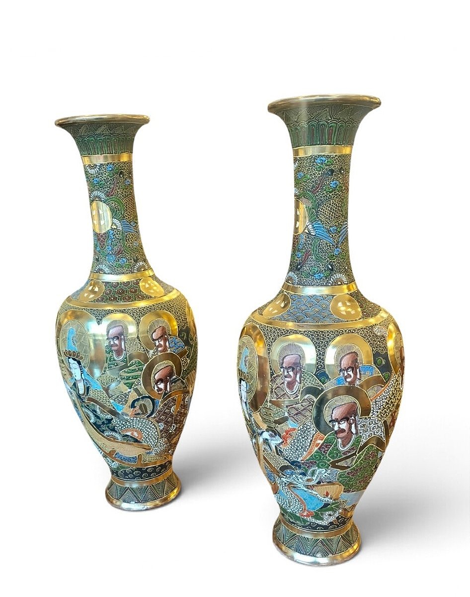 Paire de grands vases  Satsuma Japon circa 1920-photo-4