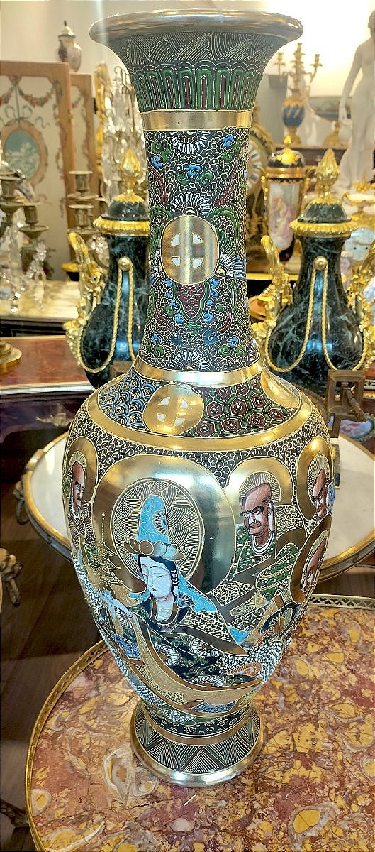 Paire de grands vases  Satsuma Japon circa 1920-photo-3