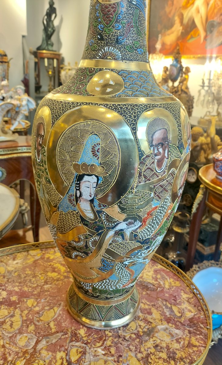 Paire de grands vases  Satsuma Japon circa 1920-photo-6