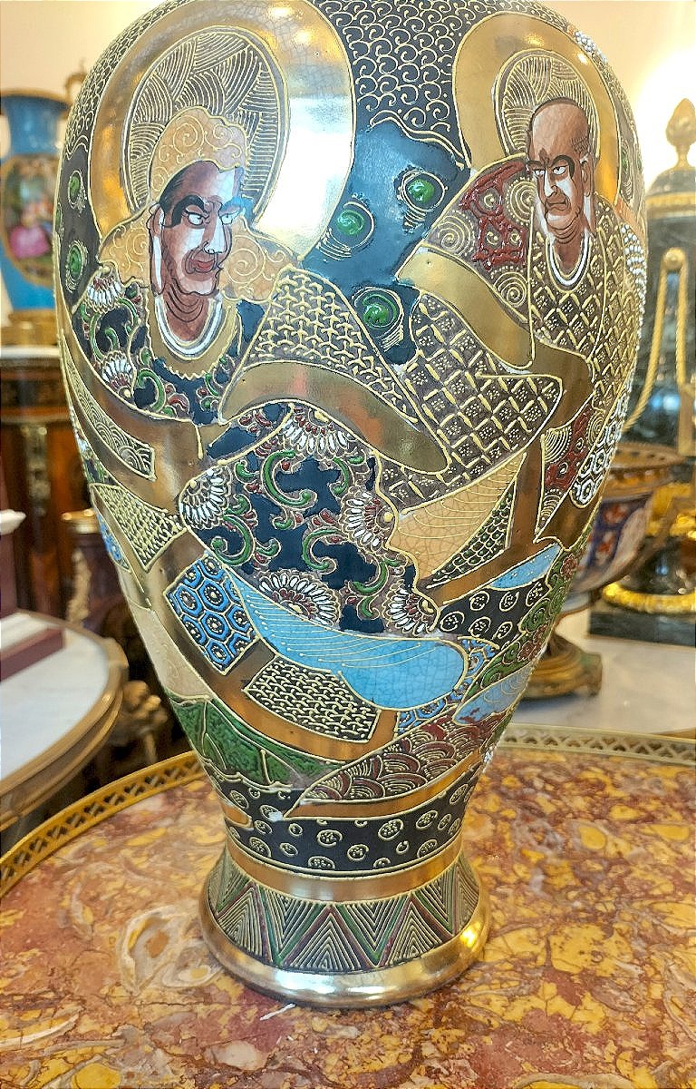 Paire de grands vases  Satsuma Japon circa 1920-photo-7