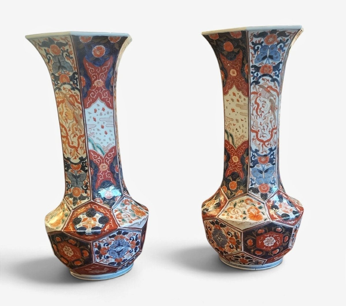 Pair Of Imari Porcelain Vases From Japan, Meiji Period-photo-2