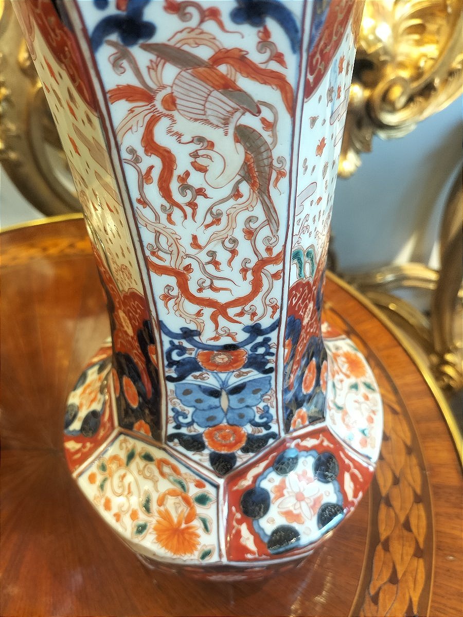 Pair Of Imari Porcelain Vases From Japan, Meiji Period-photo-4