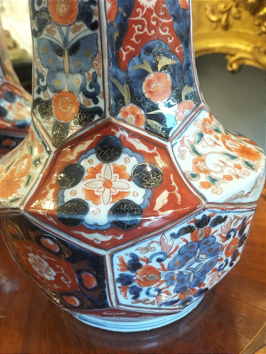 Pair Of Imari Porcelain Vases From Japan, Meiji Period-photo-7
