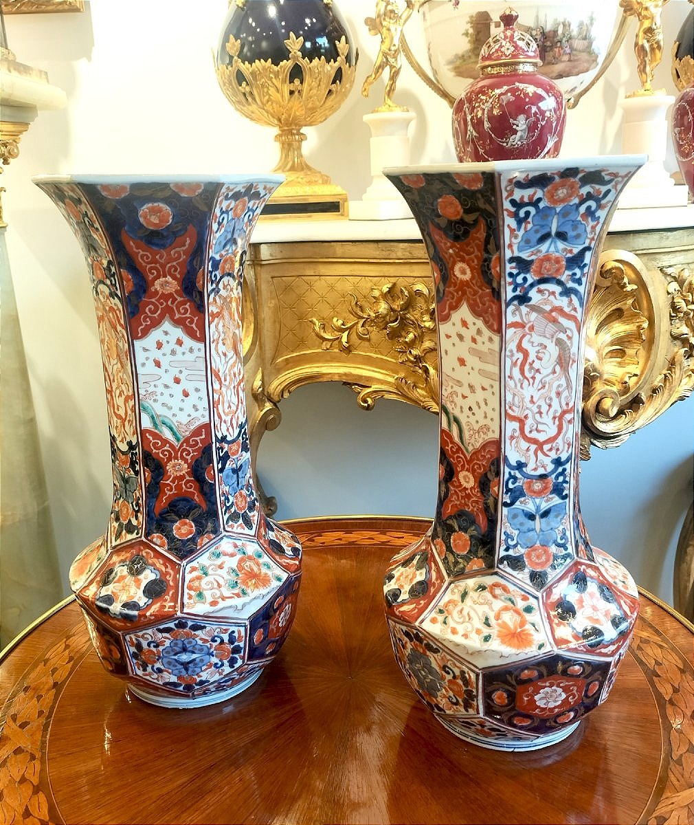 Pair Of Imari Porcelain Vases From Japan, Meiji Period