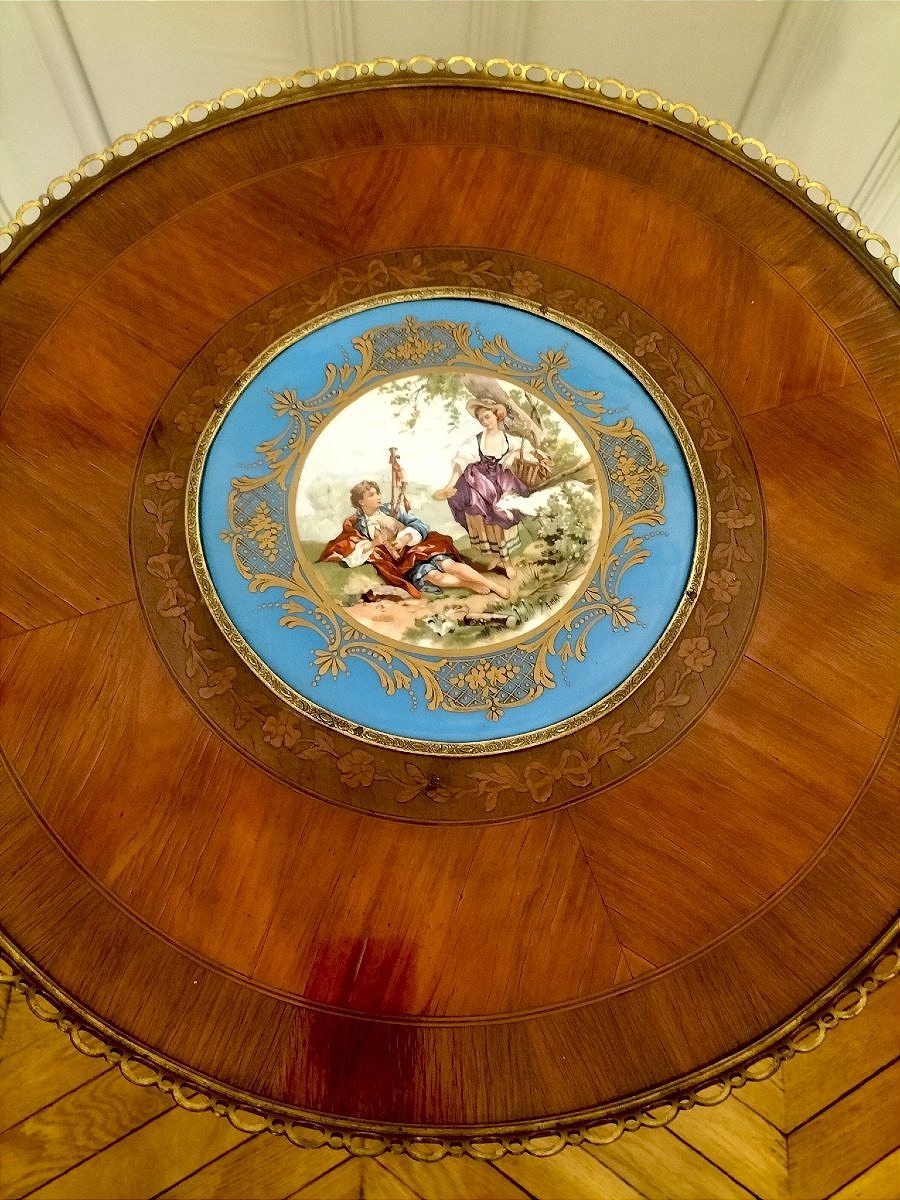Guéridon en acajou et bronze doré style Empire 19ème siècle -photo-2