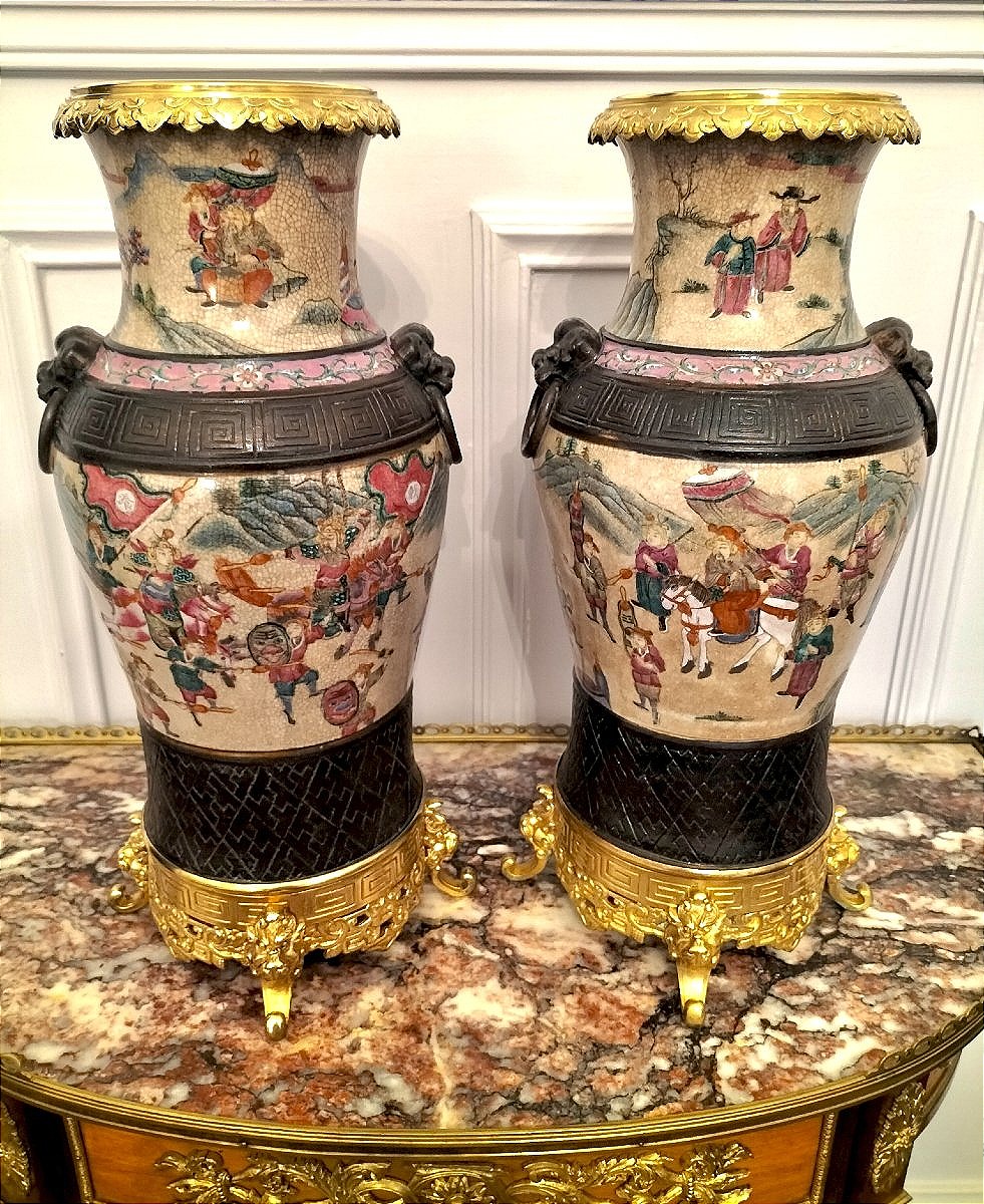 Pair Of 19th-century Chinese Porcelain Vases From Nanjing -photo-2