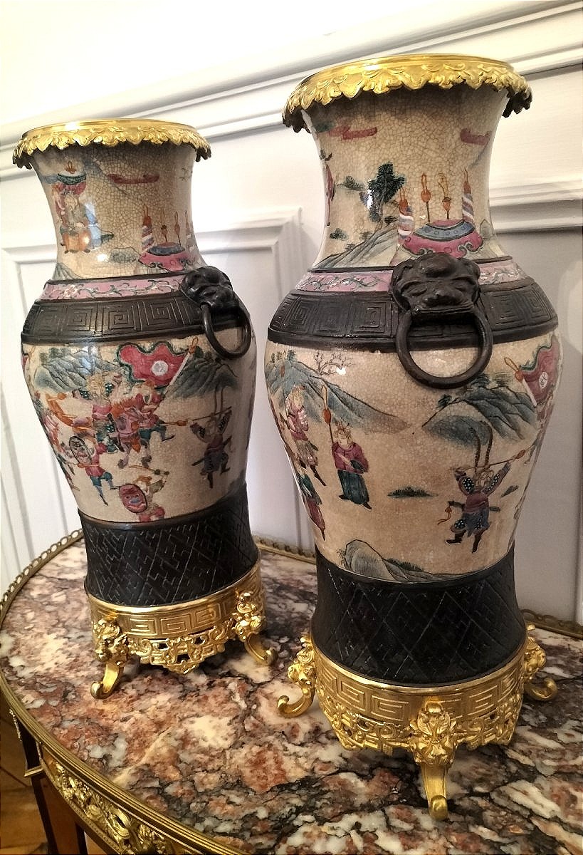 Pair Of 19th-century Chinese Porcelain Vases From Nanjing -photo-4