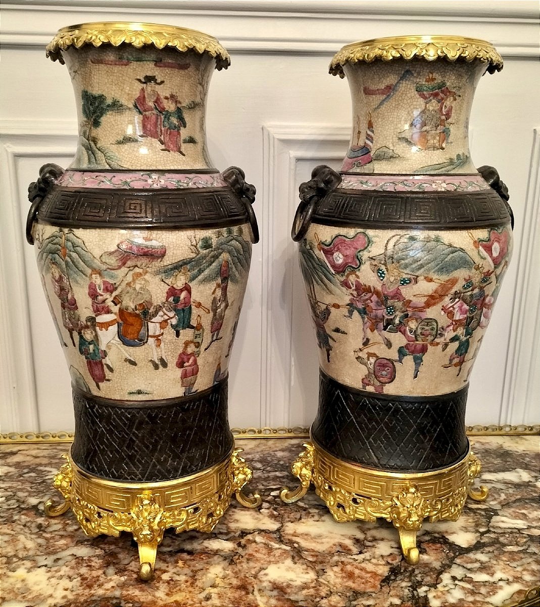 Pair Of 19th-century Chinese Porcelain Vases From Nanjing 
