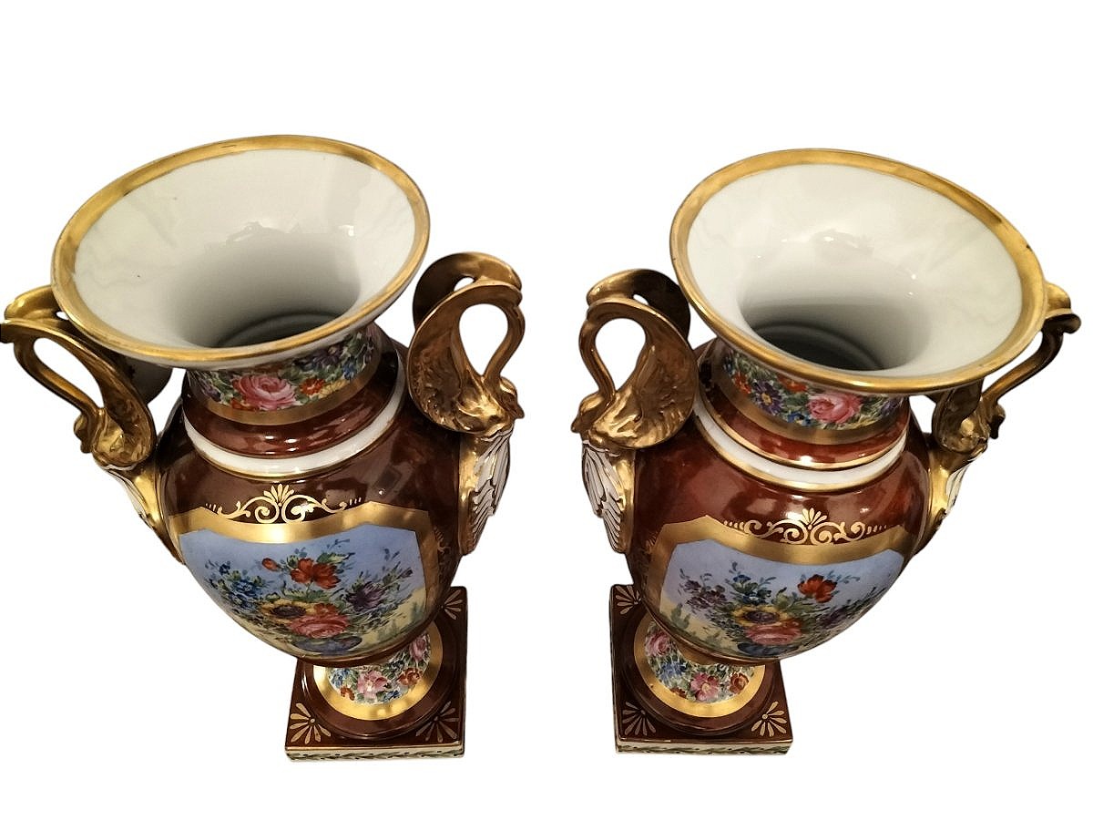 Importante paire de vases en porcelaine de Paris -photo-6