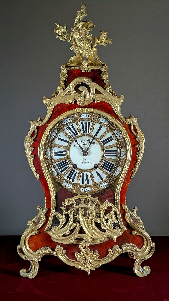 Cartel mural en laque rouge et bronze doré style Louis XV 19ème siècle -photo-3
