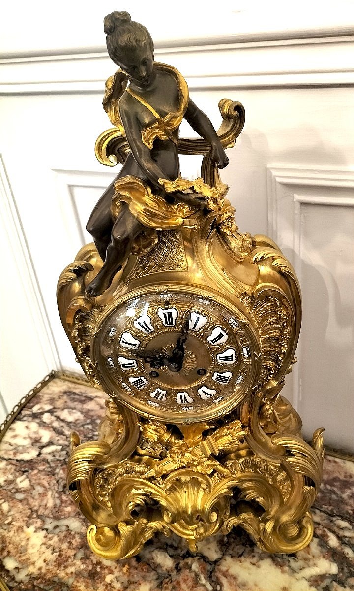 Important 19th-century Gilded And Patinated Bronze Clock -photo-4