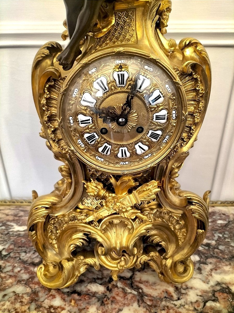 Important 19th-century Gilded And Patinated Bronze Clock -photo-1