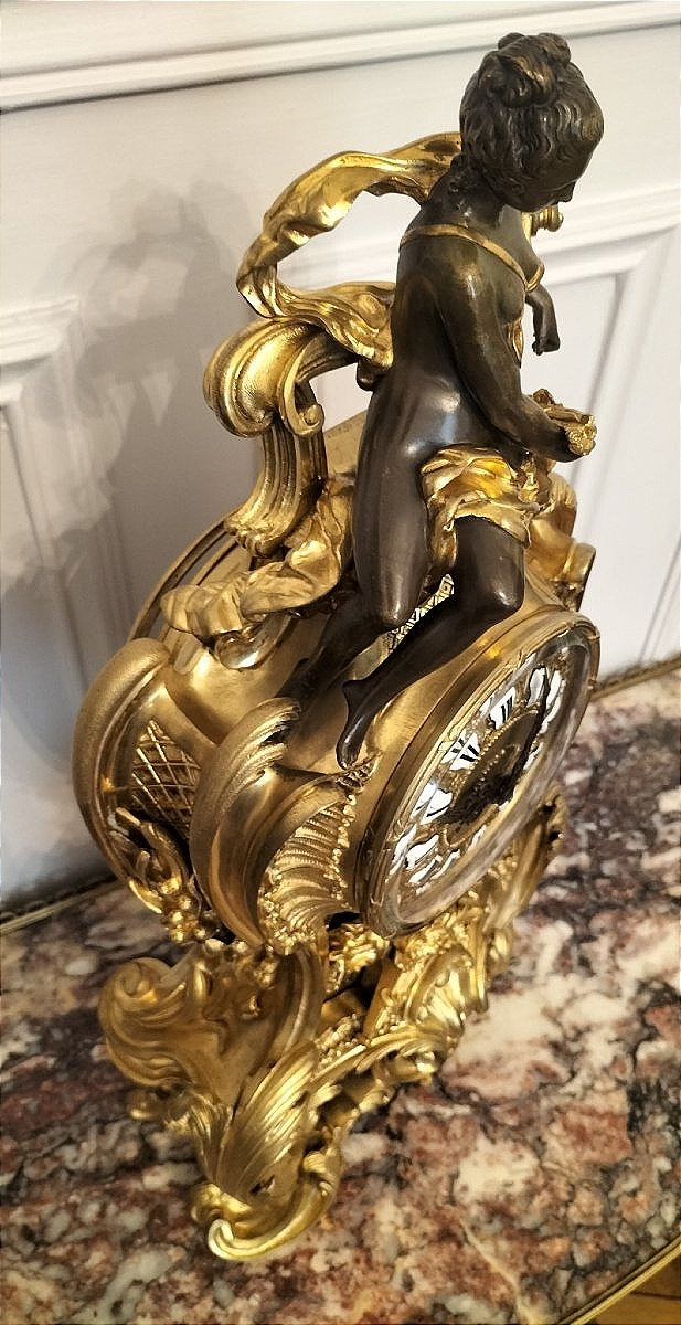 Important 19th-century Gilded And Patinated Bronze Clock -photo-6