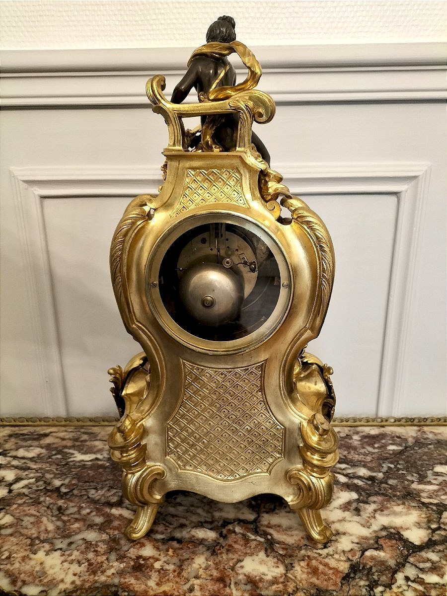 Important 19th-century Gilded And Patinated Bronze Clock -photo-8