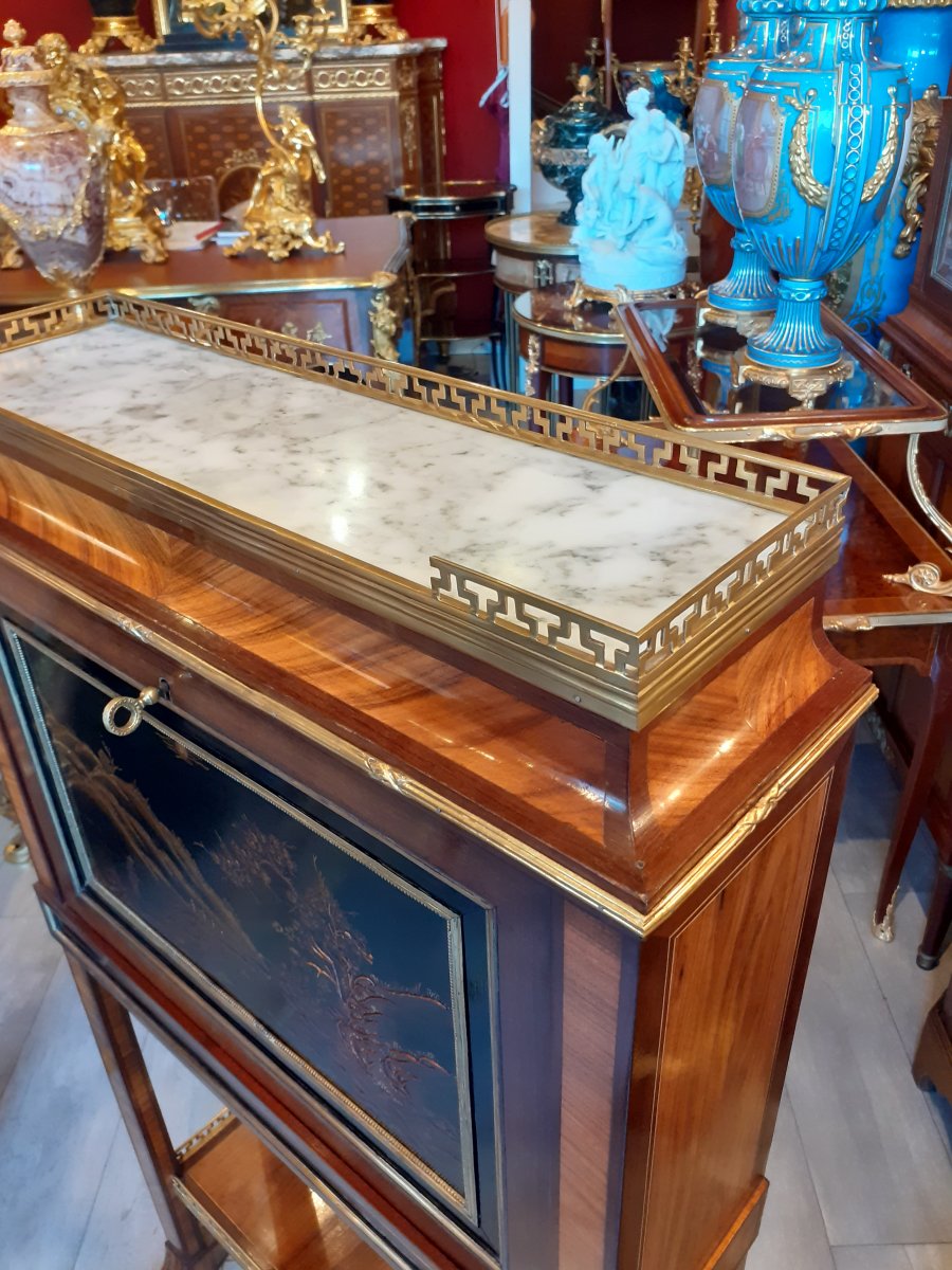 Sweet Ticket Or Lady's Secretary In Marquetry And Gilt Bronze-photo-1