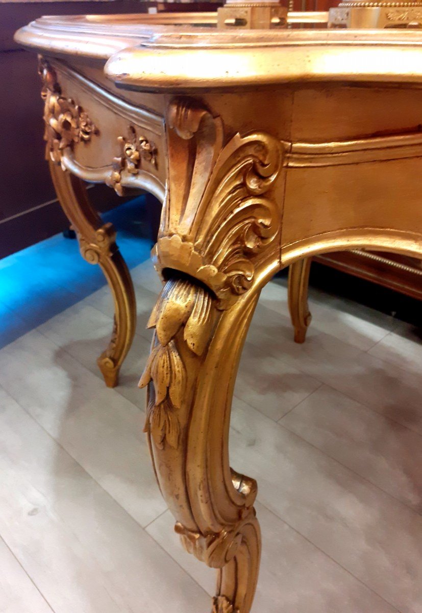 Louis XV Style Golden Wood Showcase Table-photo-4